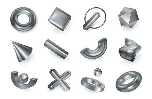 Geometrické tvary Stříbrná sada — Stockový vektor