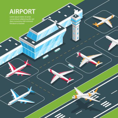 Airport Isometric Background Composition clipart