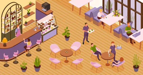 Restauracja Isometric Ilustracja — Wektor stockowy