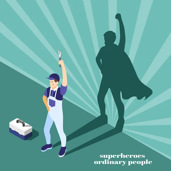Pessoas super-heróis fundo isométrico —  Vetores de Stock