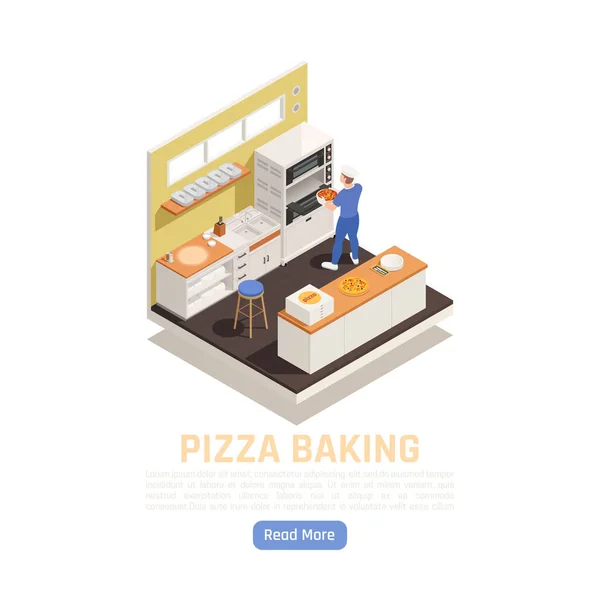 Pizza Pişirme Isometric Bestesi — Stok Vektör