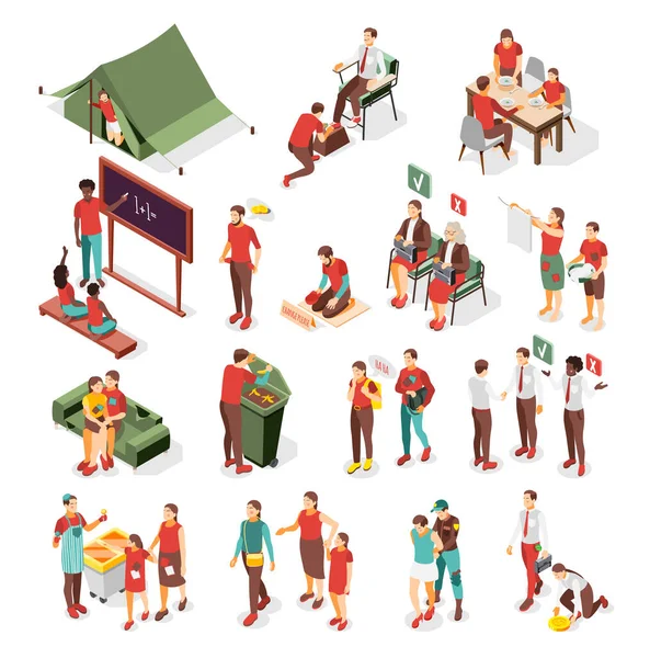 Social Inequality Isometric Icons — Stock Vector