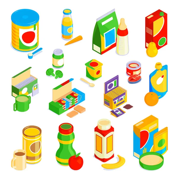Conjunto de iconos de alimentos para bebés — Vector de stock