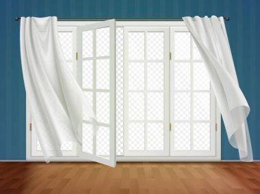 Pencere Perdeleri Kompozisyonu Aç