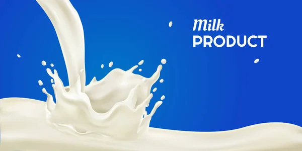 Mléko splash realistické pozadí — Stockový vektor