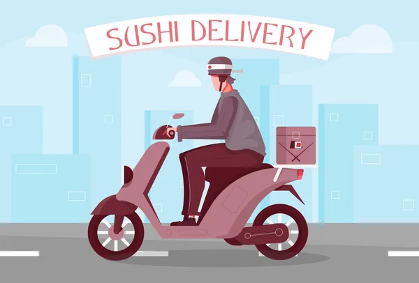 Fast Sushi Delivery Composition — Stock Vector