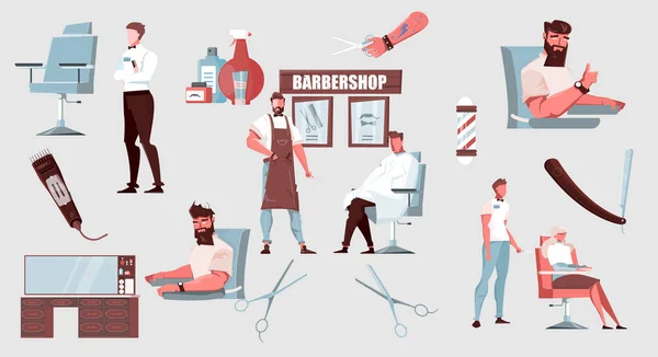 Conjunto de iconos de barbero — Vector de stock