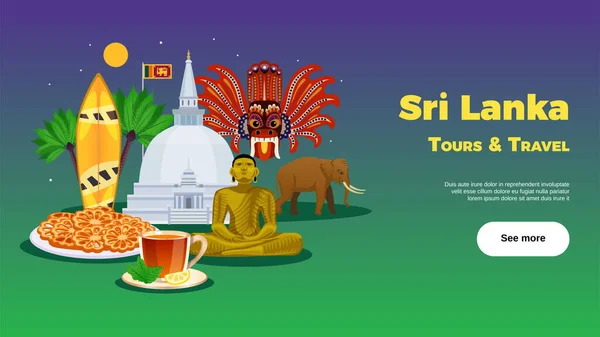 Sri Lanka Turism Banner — Stock vektor