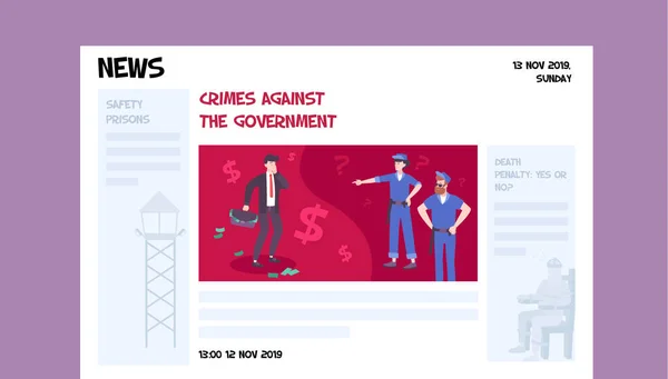 Crime News Politiek Website — Stockvector