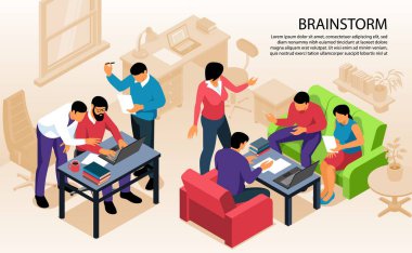 Takım çalışması Beyin Fırtınası Isometric bileşimi 