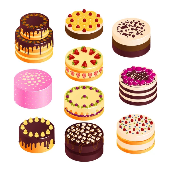 Birthday Cake Icons Set — Stock Vector