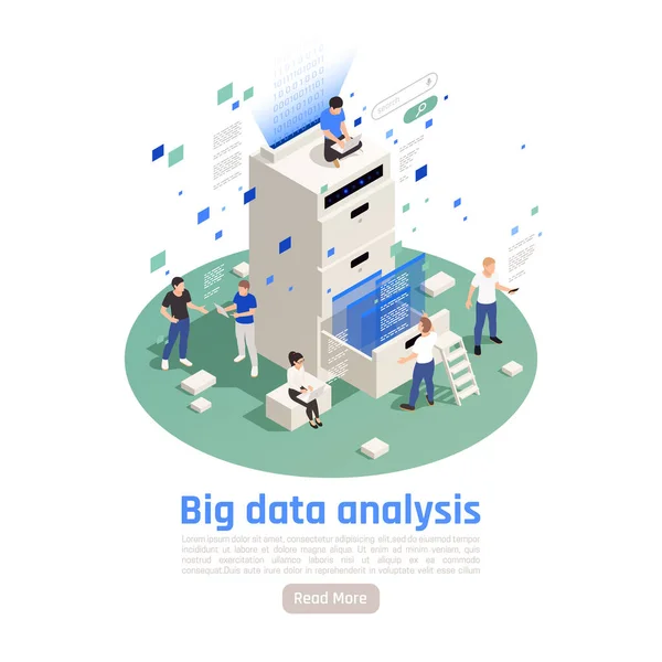 Analyse van big data Isometrische samenstelling — Stockvector