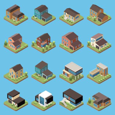 Banliyö Konutları Isometric Set