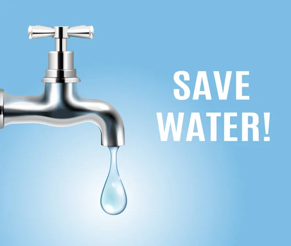 Save Water Realistic Poster — Stock Vector