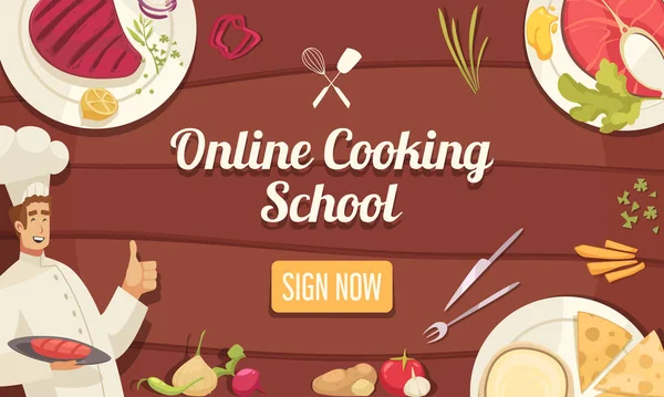 Poster della scuola dello chef — Vettoriale Stock