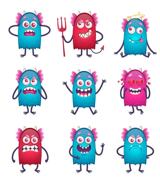 Colourful Cartoon Monster Set — Stockvektor