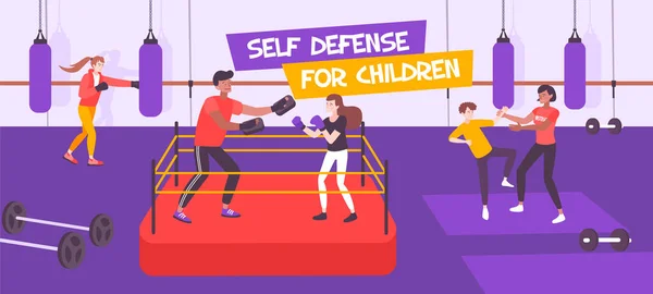 Children Boxing Class Composition — Stock Vector