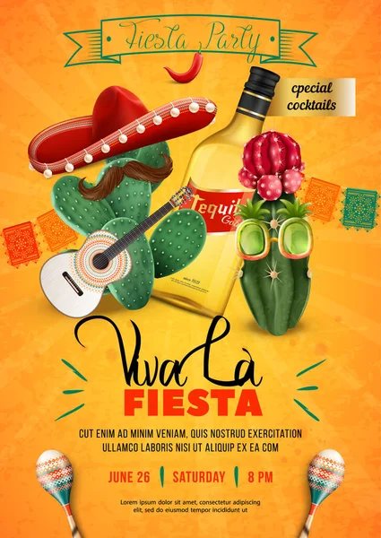 Plakát Fiesta Party svisle — Stockový vektor