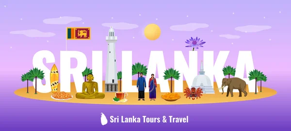 Encabezado turístico de Sri Lanka — Vector de stock