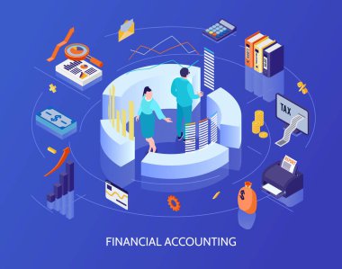 Finansal Muhasebe Isometric Illustration