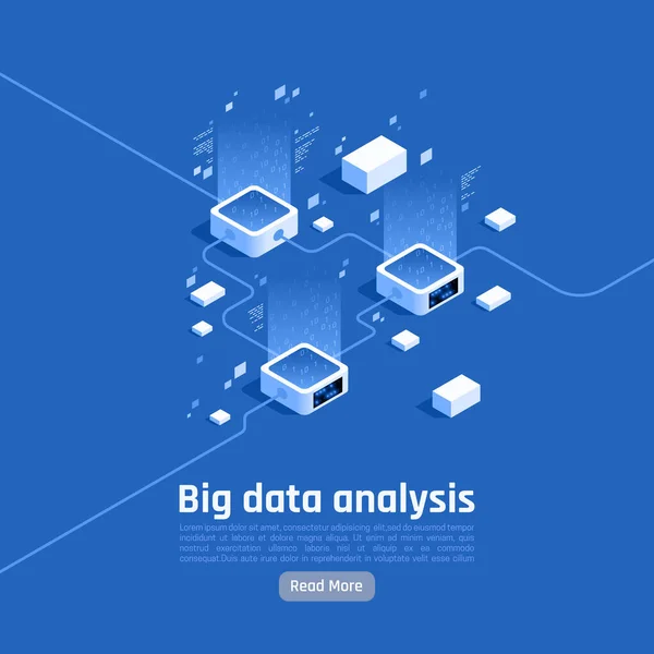 Análise de Big Data Fundo Isométrico — Vetor de Stock