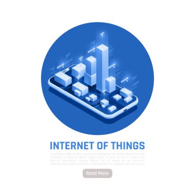  Nesnelerin İnterneti Mavi Yuvarlak Arkaplan