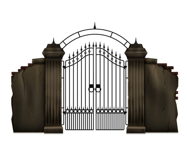 Cemetery Gate Realistic Illustration — Stockvektor