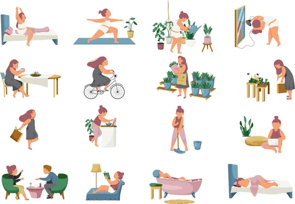 Woman Routine Icons Collection — Stock vektor