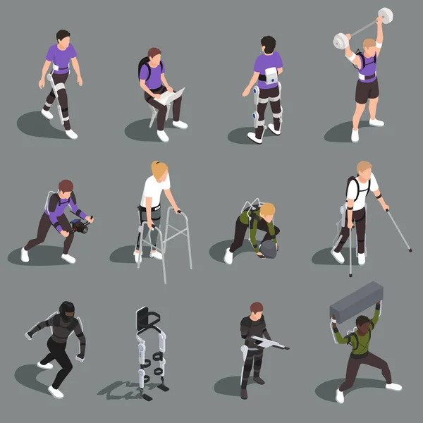 Bionics Technology Isometric Icons Set — Stockvektor