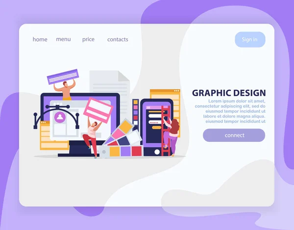 Graphic Design Flat Landing Page — Stock Vector