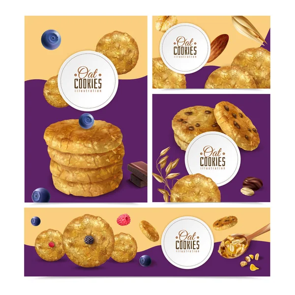 Galletas de avena Banners Colección — Vector de stock