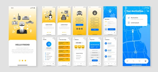 Taxi Navigation Applicazione mobile — Vettoriale Stock