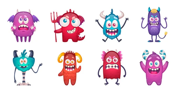 Cartoon Faces Monsters Set — Stockový vektor