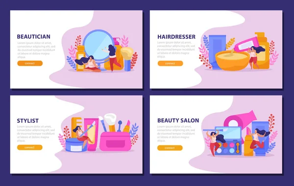 Beauty Salon Flat Banner Set — Stockový vektor