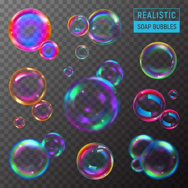 Ensemble transparent de bulles de savon — Image vectorielle