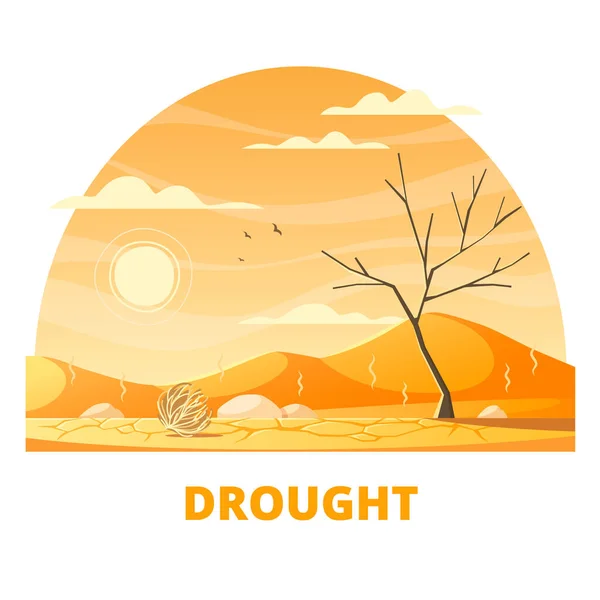 Composición de dibujos animados del desierto de sequía — Vector de stock
