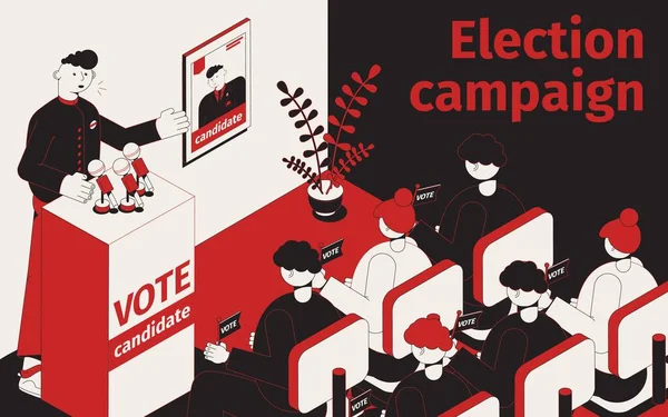 Campagne électorale Composition isométrique — Image vectorielle