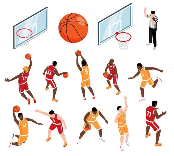Isometrisches Set für Basketball — Stockvektor
