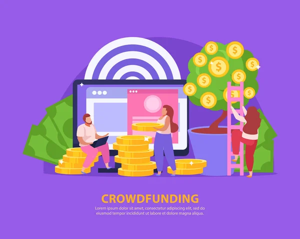 Crowdfunding плоских концепції — стоковий вектор