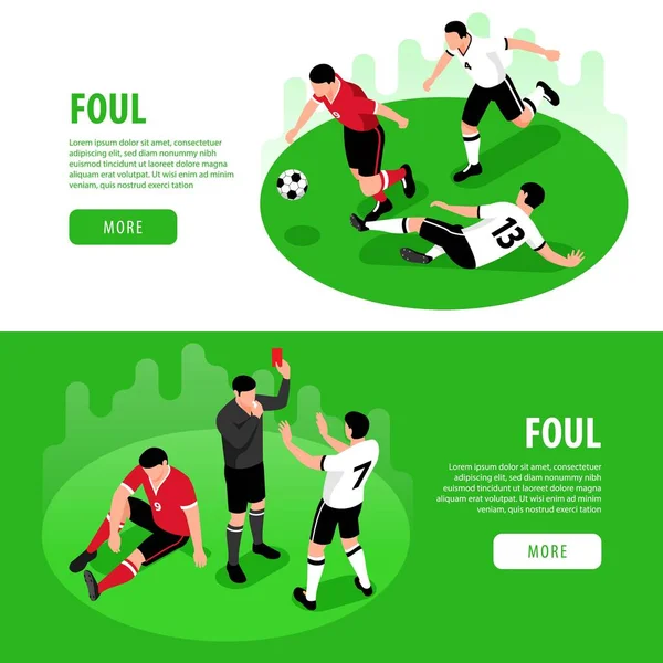 Voetbal Foul Horizontale Banner — Stockvector