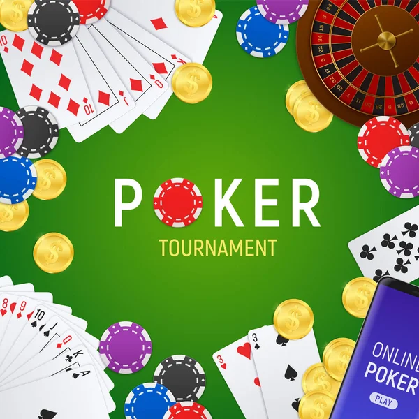 Poker Turnuvası Gerçekçi Çerçevesi — Stok Vektör