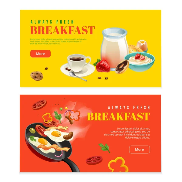 Breakfast Two Horizontal Banners — Stock Vector