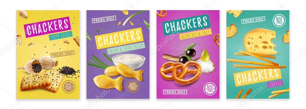 Realistic Snacks Poster Set