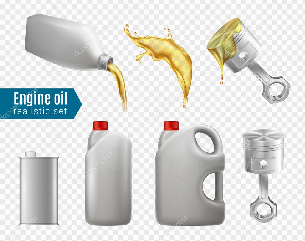 Engine Oil Advertising Realistic Set