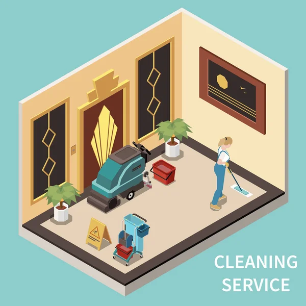 Professional Cleaning Isometric Composition — Stock Vector