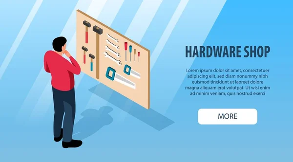 Hardware Shop Isometric Banner — Stock Vector