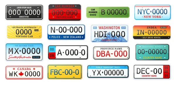Car License Plates Set — Stock Vector