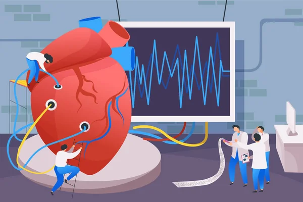 Examen cardíaco Composición médica — Vector de stock