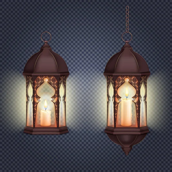 Lanternas Ramadan Composição Transparente — Vetor de Stock