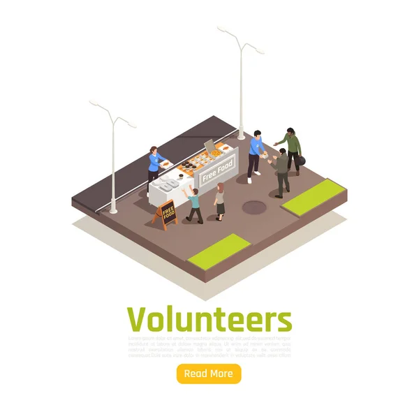 Donatie Vrijwilligers Isometrische achtergrond — Stockvector
